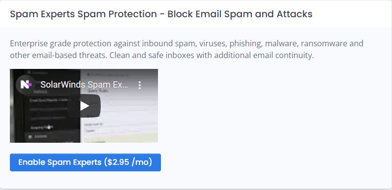 An Image with the enable Spam Experts button