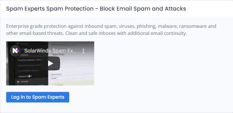 An Image of the login to Spam Experts button