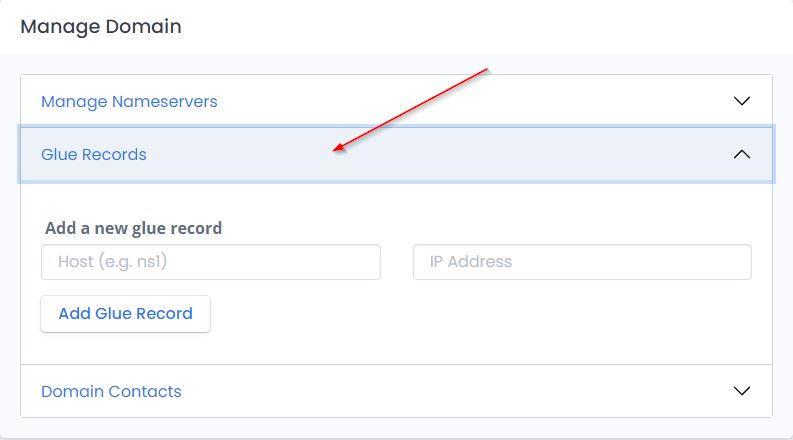 An image of the glue record interface