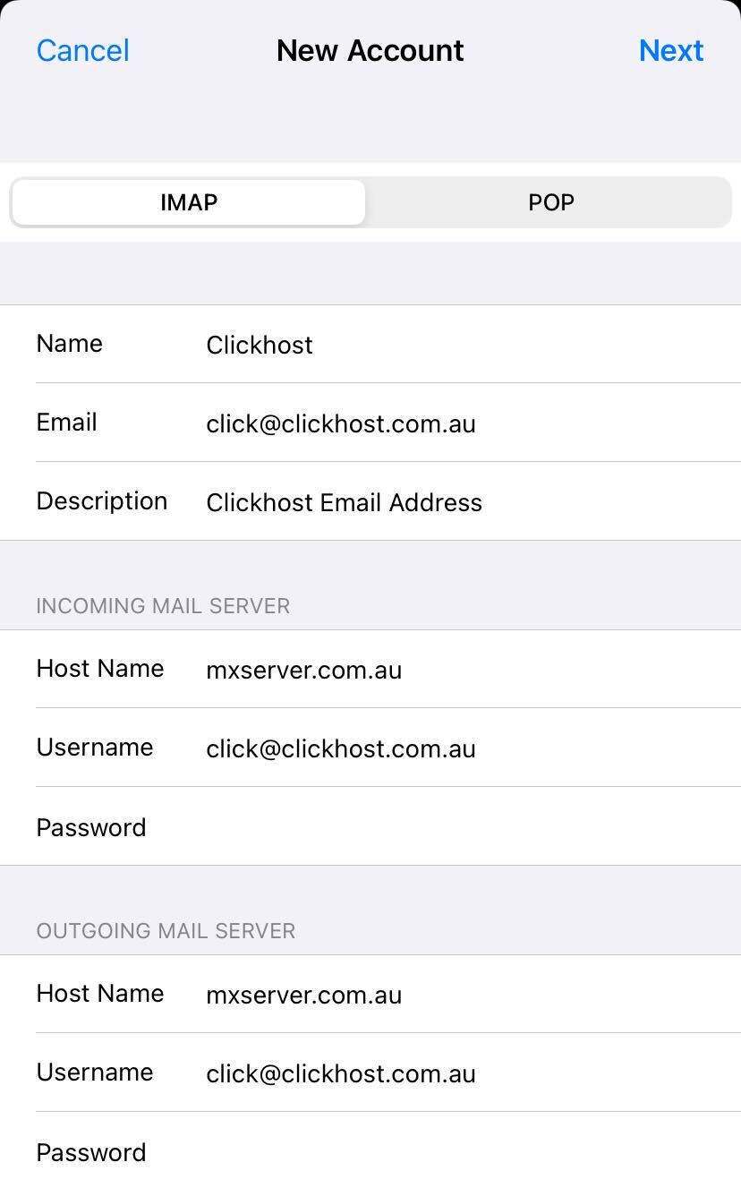 An Image of the IOS mail settings